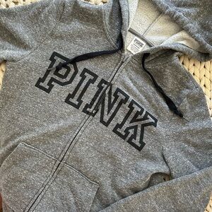 Gray Victoria’s Secret pink zip up sweatshirt